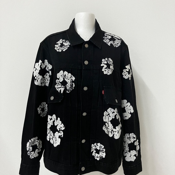 DENIM TEARS x Levi's "Type II" All Over Wreath Jacket Black Large New condition